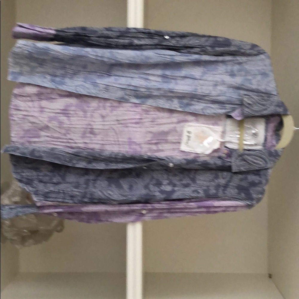Chino blouse 2 tone blue and lavender
